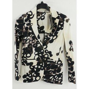 New Manila Grace Giacca In Ottoman Women's IT 42 US 34 Ivory Crepe Notch Blazer